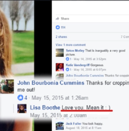 Lisa Boothe replying to John Bourbonia Cummins in Facebook post!